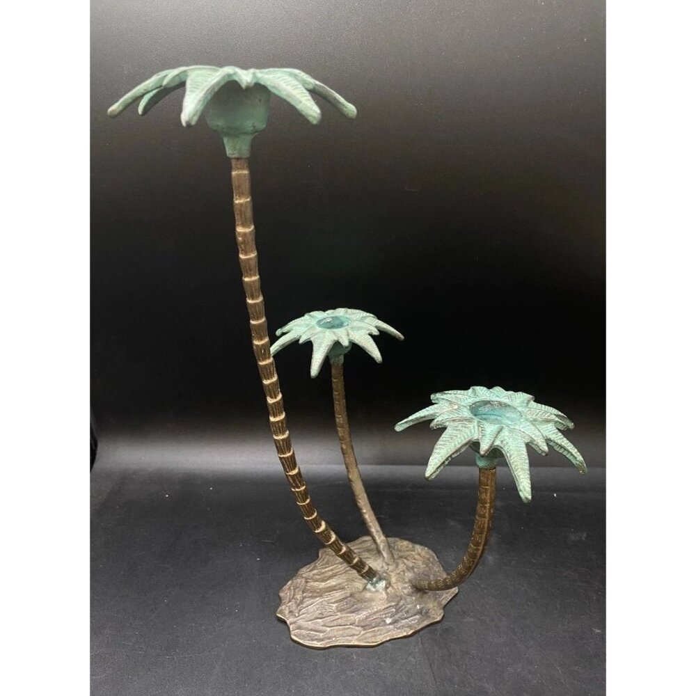 SPI Palm Tree Metal Wall Taper Candle Holders Holds 3 Candles 11 3/4” - Picture 9 of 12